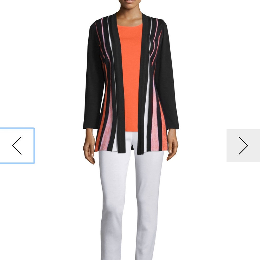Misook pleated front long sleeve jacket